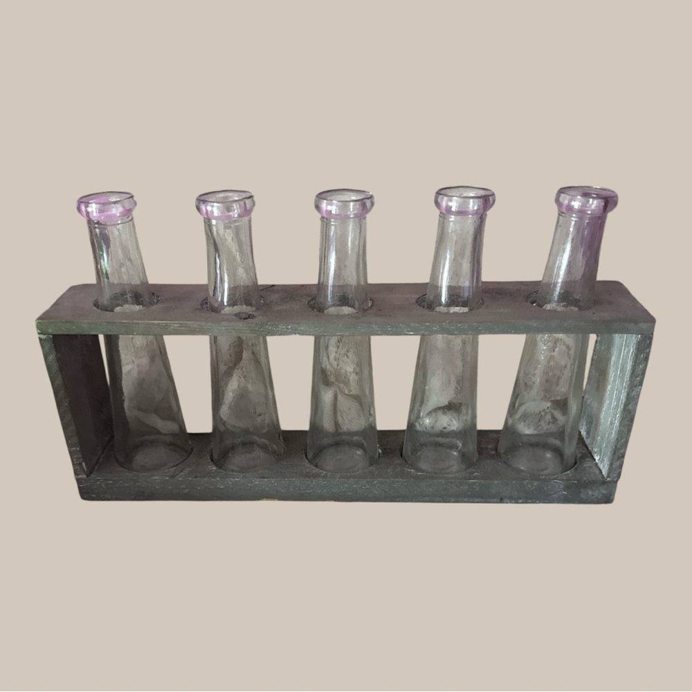 Creative Co-Op Wooden Distressed Propogation /Water Plant Vase Station